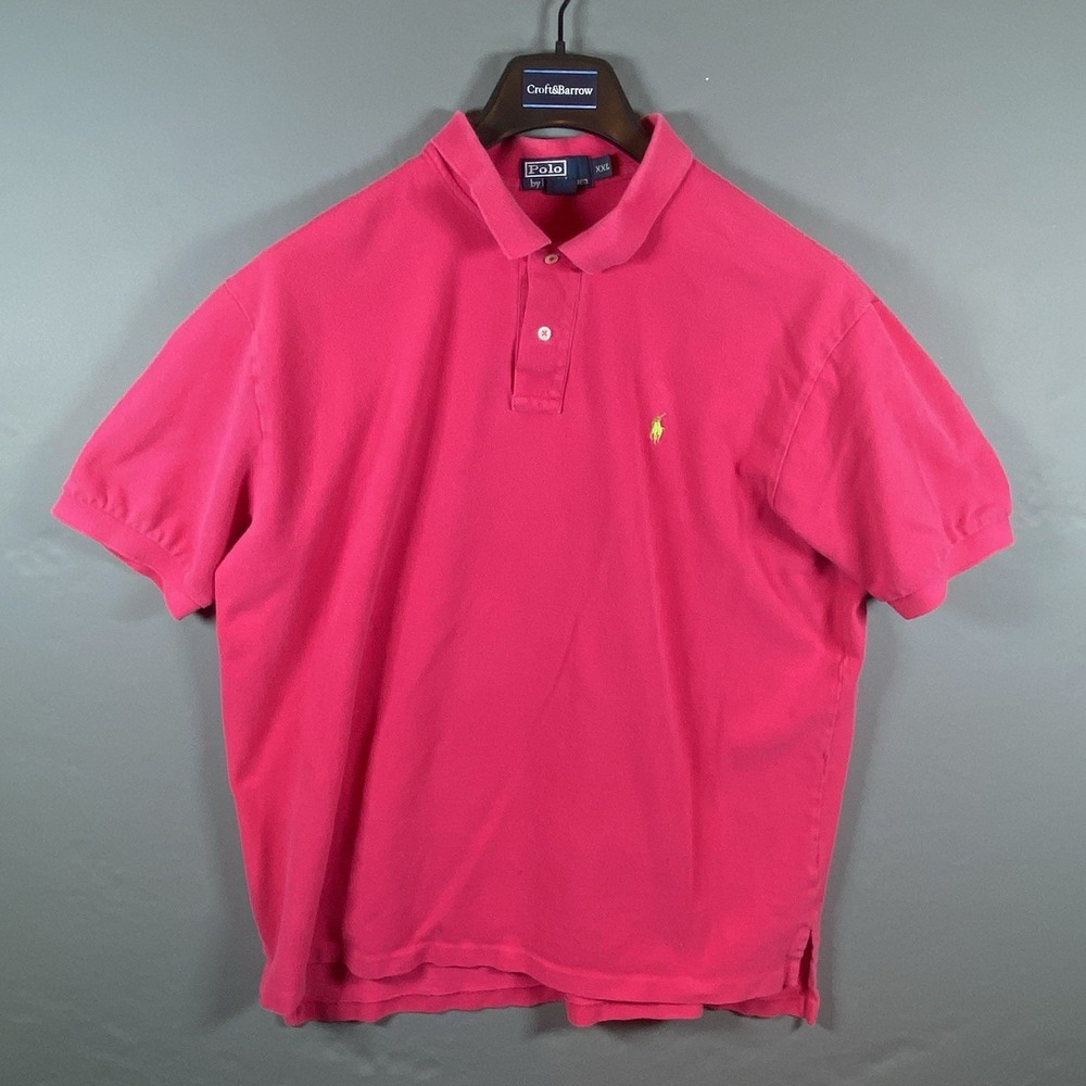 Vintage Polo Ralph Lauren Men's XXL Hot Pink Casual Short Sleeve Polo Shirt